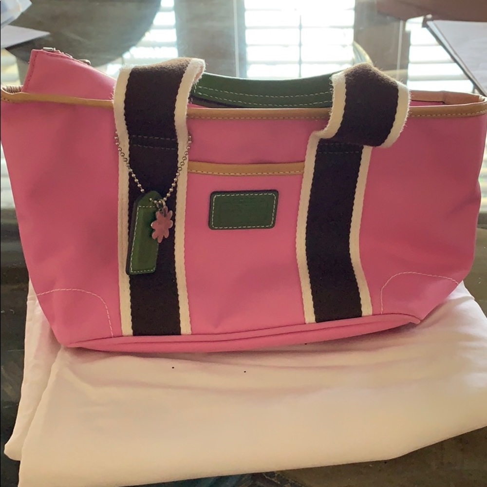 Coach mini satchel pink and brown. Never used - Picture 2 of 5